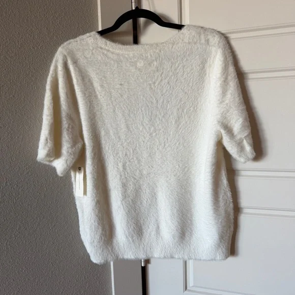 NWT Maeve Scoop Neck Eyelash Sweater Tee White size XL - Picture 8 of 9
